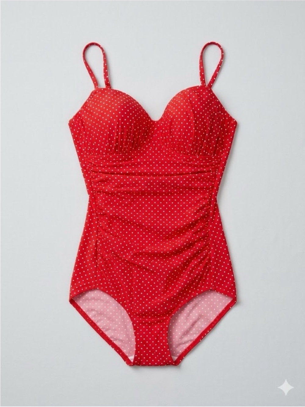 Miraclesuit Red White Polka Dot Ruched One Piece Swimsuit 4th of July Size 12
